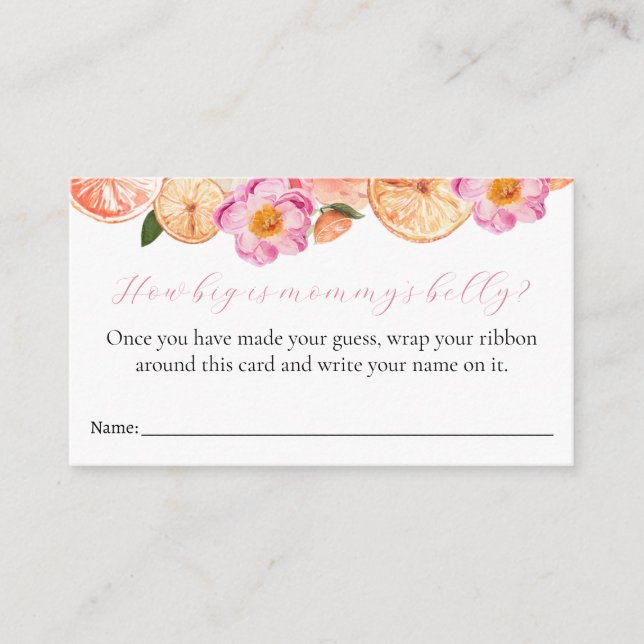 How Big is Mummy's Belly Baby Shower Game Card (Front)