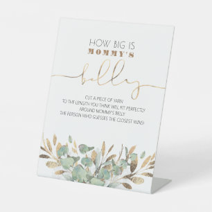 How Big Is Mummy's Belly Baby Shower Game Pedestal Sign