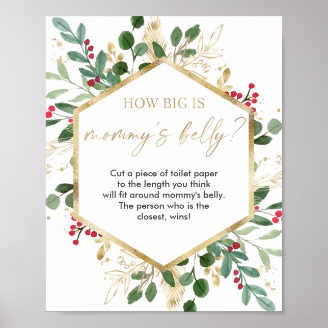 How big is mummy's belly baby shower game poster (Front)