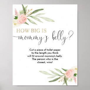 How big is mummy's belly baby shower game poster