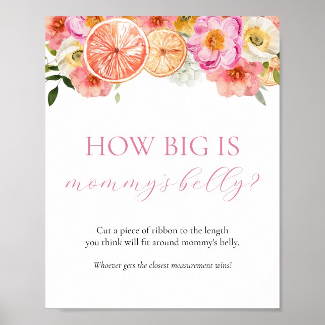 How Big is Mummy's Belly Baby Shower Game Sign (Front)