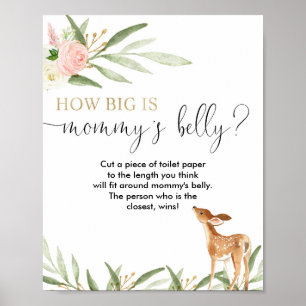 How big is mummy's belly deer baby shower game poster