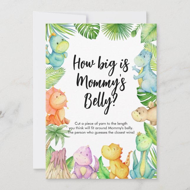 How Big Is Mummy's Belly Dinosaur Baby Shower Card (Front)
