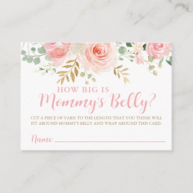 How Big is Mummy's Belly Game Answer Card (Front)