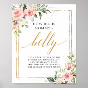 How big is mummy's belly game sign blush pink gold