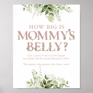 How Big Is Mummy's Belly Pink Baby Shower Poster