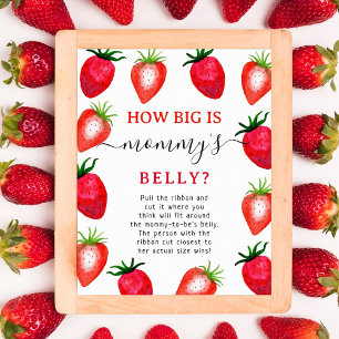 How Big Is Mummy's Belly? Strawberry Baby Shower Poster
