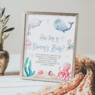 How Big Is Mummy's Belly Under The Sea Baby Shower Poster