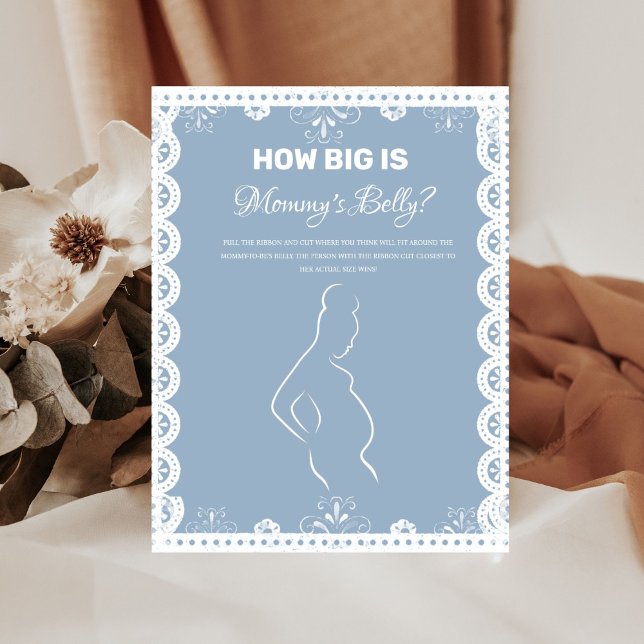 How Big is the mommys Belly Baby shower game card Pedestal Sign (Creator Uploaded)