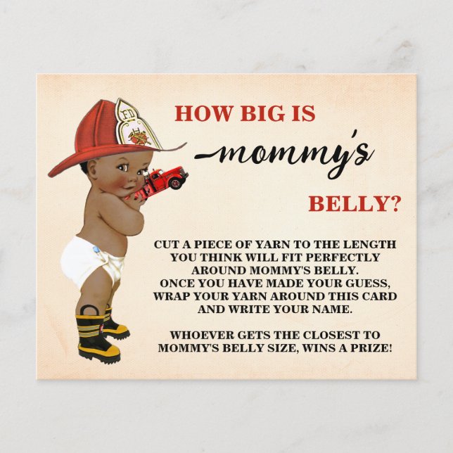 How Big Mummy's Belly AA Fireman Shower Game Card (Front)