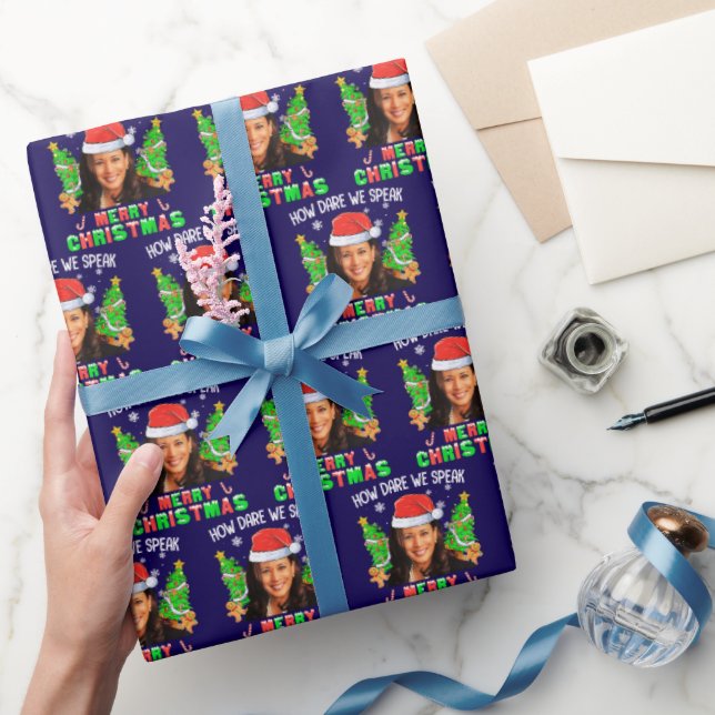How Dare We Speak Merry Christmas Kamala Harris Wrapping Paper (Gifting)