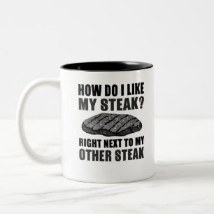 How Do I Like My Steak? Right Next To My Other Ste Two-Tone Coffee Mug