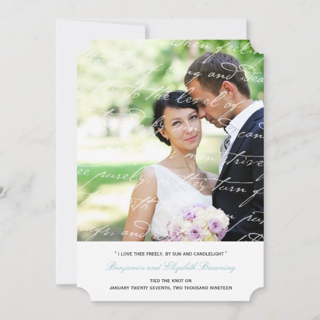 How Do I Love Thee Poem Wedding Photo Announcement (Front)