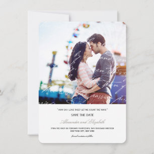 How Do I Love Thee Poetry Romantic Vintage Script Save The Date