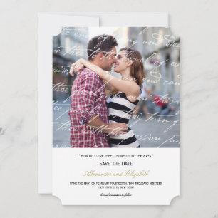How Do I Love Thee Poetry Romantic Vintage Script Save The Date