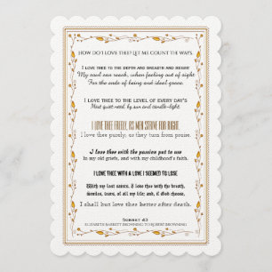 How do I love thee? Typography Poetry Wedding Invitation