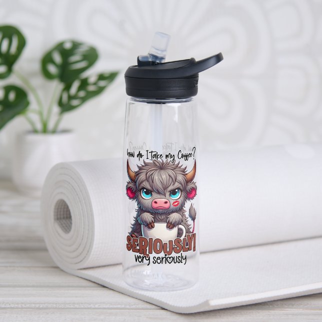 How Do I Take My Coffee? Seriously Very Seriously  Water Bottle (Yoga (Rotated))