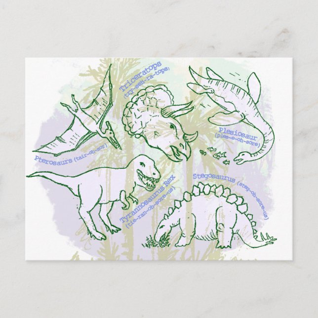 How do you say dinosaur names hand drawn postcard (Front)