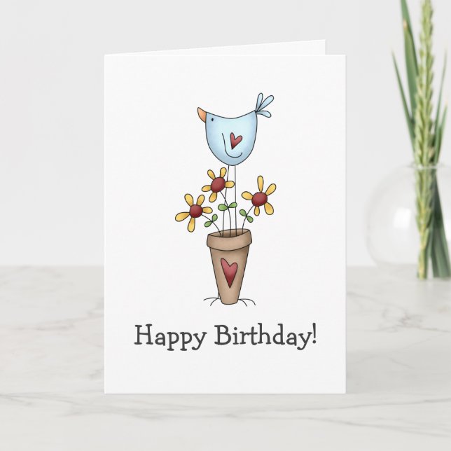 How Does Your Garden Grow · Bird & Flowers Card (Front)