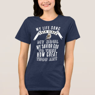 How Great Thou Art Cute Bird Singing Christian Tri-Blend Shirt