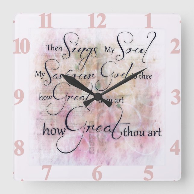 How great thou art square wall clock (Front)
