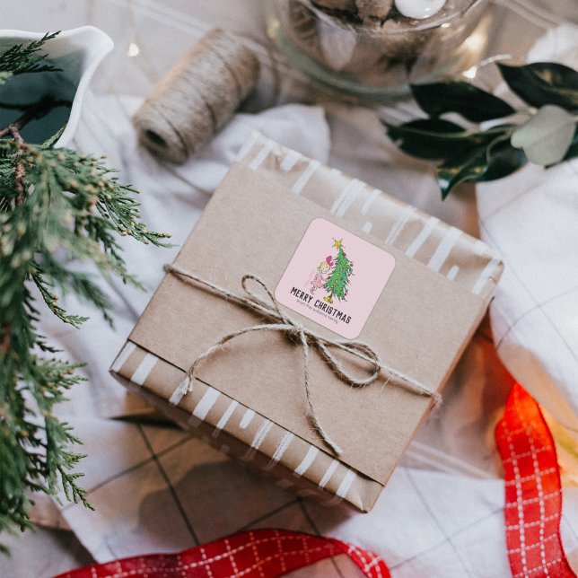 How Grinch Stole Christmas | Cindy-Lou Who Square Sticker (Sticker on gift)