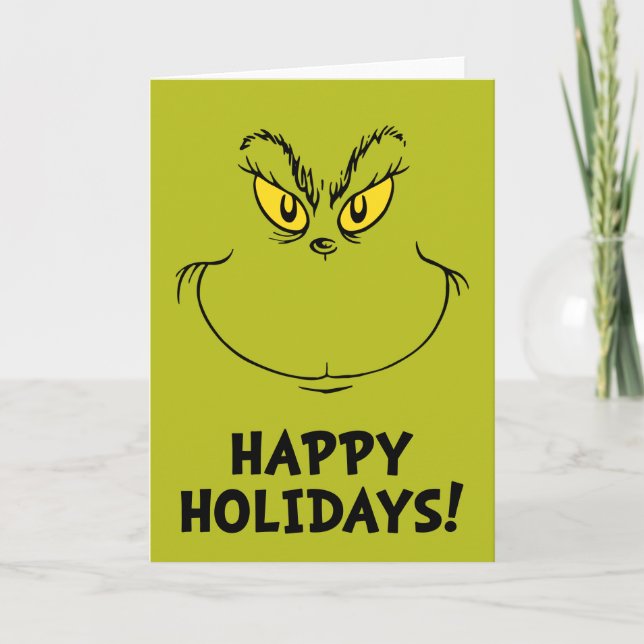 How Grinch Stole Christmas Face Holiday Card (Front)