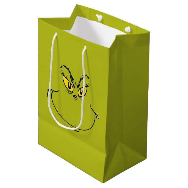How Grinch Stole Christmas Face Medium Gift Bag (Front Angled)