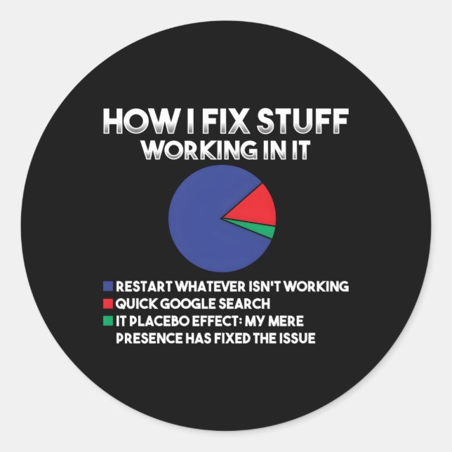 How I Fix Stuff Working In It Tech Support Geek Ne Classic Round Sticker (Front)