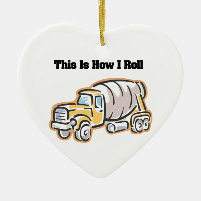 How I Roll (Cement Truck) Ceramic Tree Decoration (Front)