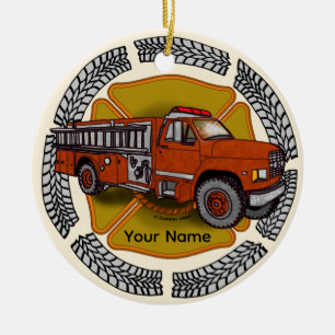 How I Roll Firefighter Firetruck Ceramic Ornament
