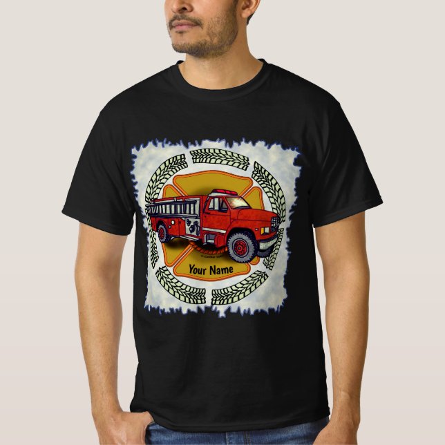 How I Roll Firefighter Firetruck T-Shirt (Front)