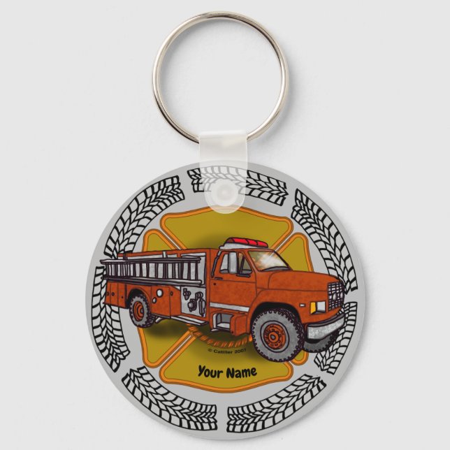 How I Roll Firetruck firefighter keychains (Front)