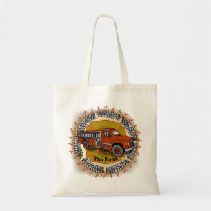 How I Roll Firetruck  firefighter tote bag