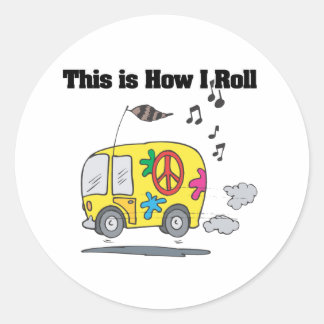 How I Roll (Hippie Van) Classic Round Sticker