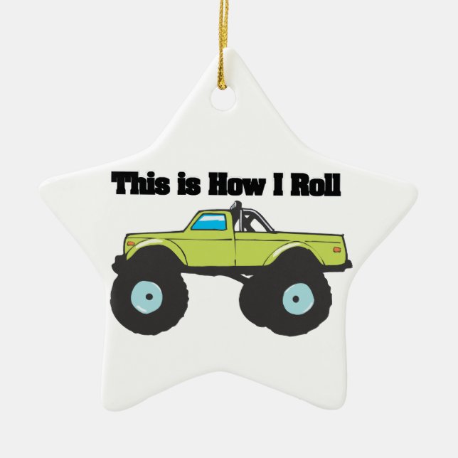 How I Roll (Monster Truck) Ceramic Tree Decoration (Front)