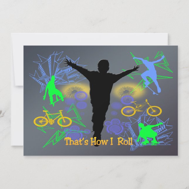 How I Roll (Tween Boys) Invitation (Front)
