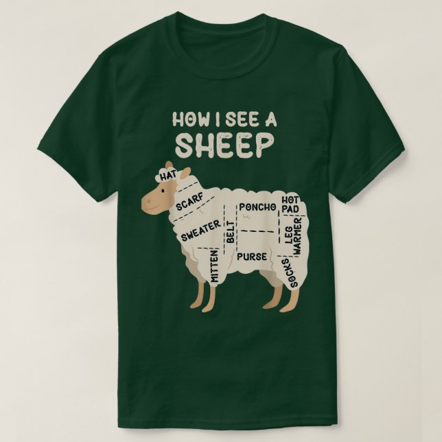 How I See A Sheep Funny Sheep Lover Yarn Wool Knit T-Shirt (Design Front)