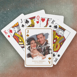 How Lucky We Are Couple Custom Photo Playing Cards