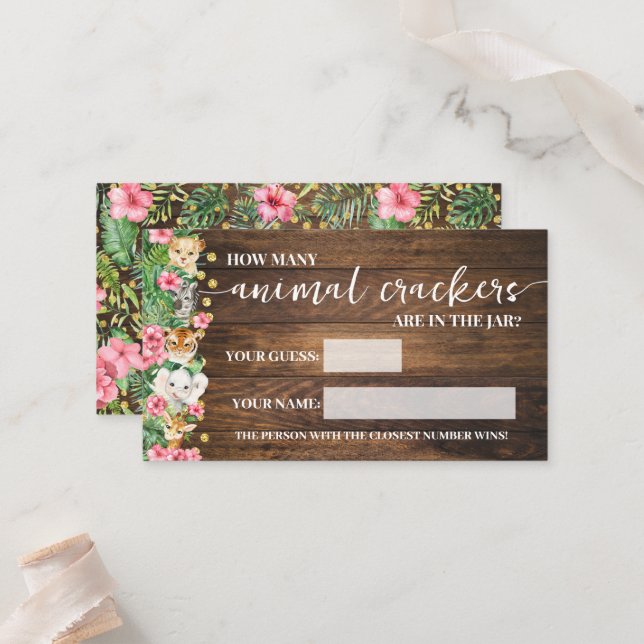 How Many Animal Crackers Pink Safari Game Card (Front/Back In Situ)