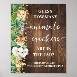How many Animal Crackers Safari Baby Shower Game Poster