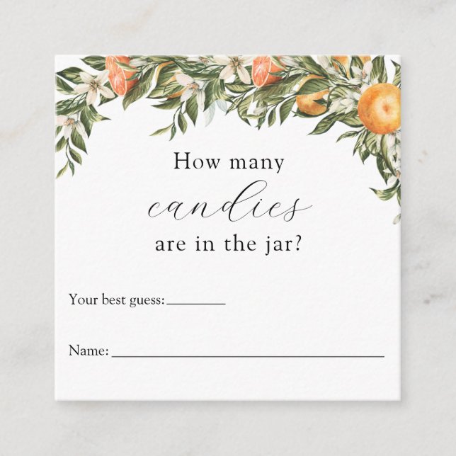 How Many Are in the Jar Shower Game Enclosure Card (Front)
