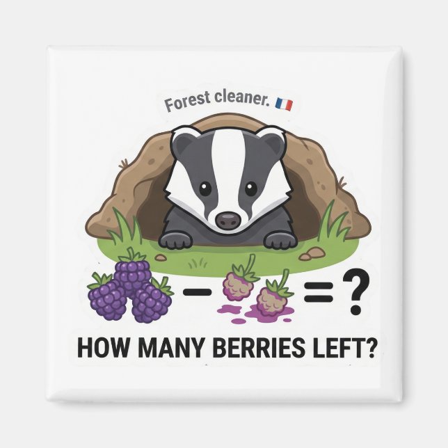 How Many Berries? Badger France Math Subtraction G Magnet (Front)