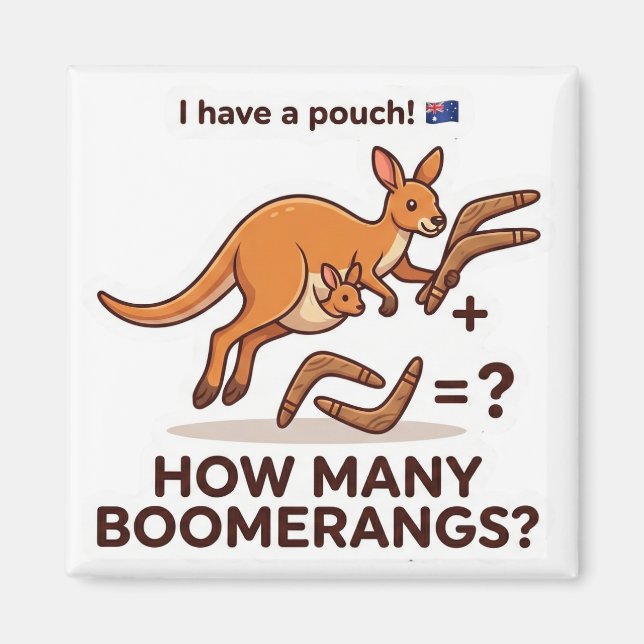 How Many Boomerangs? Kangaroo Math Game Magnet (Front)