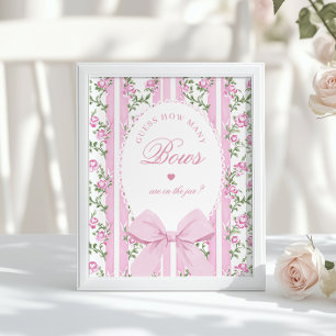 How many Bows Guessing Game Coquette Bow Pink Poster