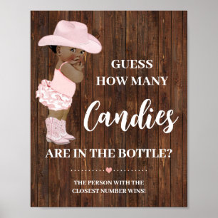 How many Candies AA Cowgirl Baby Shower Game Sign