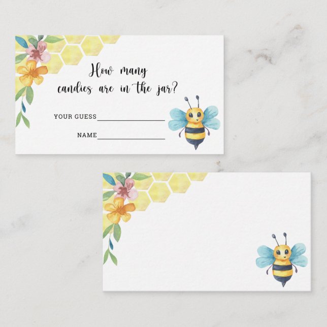  How many candies/ Bee baby shower game Enclosure Card (Front/Back)