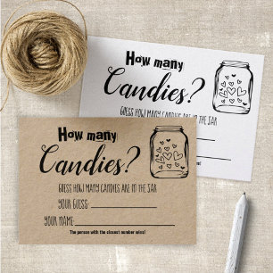 How Many Candies? Bridal Shower Game Card