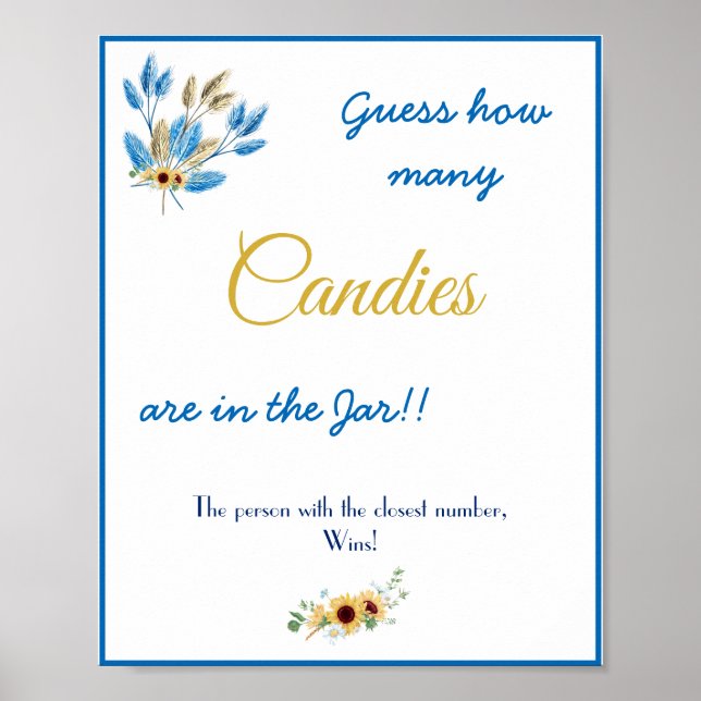 How many Candies Bridal Shower Game Sign (Front)