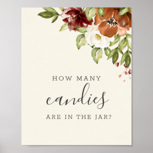 How many candies Floral Watercolor Poster